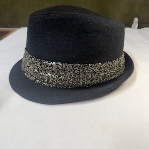 Scala Elegant Black Fedora with Sparkling Silver Sequin Band